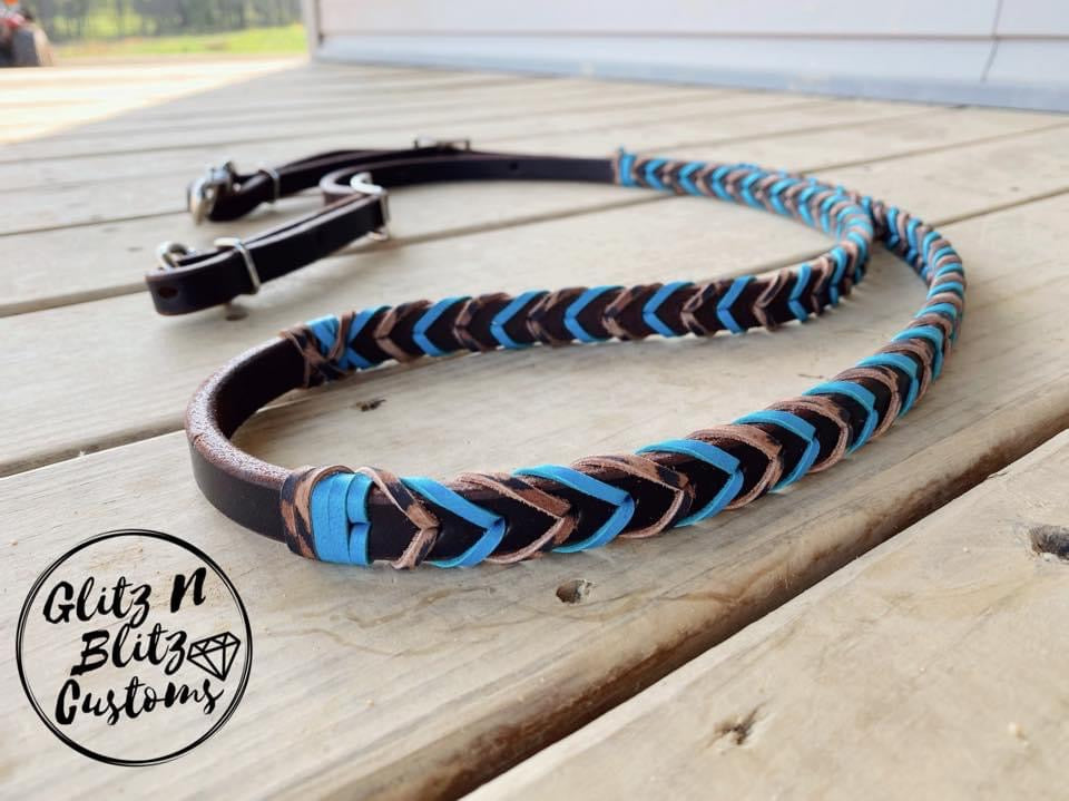 Aqua & Cheetah Lace Reins